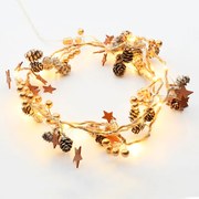 "BROWN XMAS GARLAND",20 ΜΙΝΙ LED ΛΑΜΠ.WW ΜΠΑΤ.(2XAA) ΑΣΗΜΙ ΚΑΛ ΧΑΛΚΟΥ IP20 180+30CM ΔΙΑΦ ΚΑΛ ΤΡΟΦ ACA X07201147