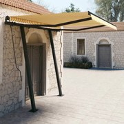 vidaXL Τέντα Συρόμενη Χειροκίνητη με Πασσάλους Κίτρινο/Λευκό 3 x 2,5μ.