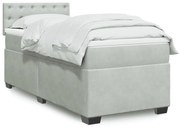 vidaXL Κρεβάτι Boxspring με Στρώμα Ανοιχτό Γκρι 100x200 εκ. Βελούδινο