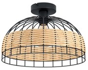 Φωτιστικό Οροφής-Πλαφονιέρα 'Anwick' 43398 Natural-Black Eglo Rattan, Μέταλλο