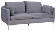 Καναπές Τριθέσιος KAREN με Μεταλλικά πόδια Χρωμίου και Ύφασμα Βελούδο Γκρί 208x81x95 εκ. 208x81x95 εκ.