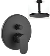 Armando Vicario Slim Black Matt Μίκτης Εντ. 2 Εξ. με Εκτροπέα+Ανακλινόμενη Κεφαλή Round Ø30εκ+Μπράτσο Οροφής