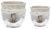 Artekko Uma Κασπώ από Τερακότα σε Ασημί με Γκρι (20.3x20.3x19.1)cm 2pcs Artekko 1200