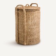 Στρογγυλό καλάθι με καπάκι από υάκινθο ύψους 60 εκ., Tima