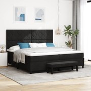 vidaXL Box Spring Bed με Στρώμα & Πάγκο Μαύρο 200x200 εκ. Ύφασμα