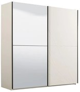 Ντουλάπα Ksanti 220 με Καθρέφτη Λευκό - Λευκή Λάκα 217x62.5x210 εκ. 217x62.5x210 εκ.