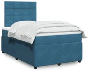 vidaXL Κρεβάτι Boxspring με Στρώμα Μπλε 120x190 εκ. Βελούδινο