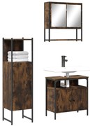 vidaXL Σετ Επίπλων Μπάνιου 3 Τεμαχίων Καπνιστή Δρυς Επεξεργασμένο Ξύλο