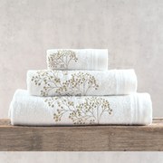 Πετσέτες Μπάνιου (Σετ 3τμχ) Rythmos Oberon White/Green 470gsm Λευκό ΣΕ ΣΑΚΟΥΛΑ