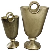Βάζο Αλουμινίου Rengo 022172 (Σετ 2τμχ) L: 26x10xY50cm, M: 18x10xY40cm Antique Gold Aluminium