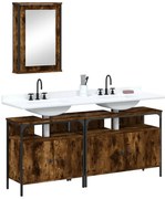 vidaXL Σετ Επίπλων Μπάνιου 3 Τεμαχίων Καπνιστή Δρυς Επεξεργασμένο Ξύλο