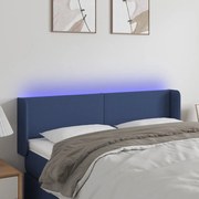 vidaXL Κεφαλάρι Κρεβατιού LED Μπλε 147x16x78/88 εκ. Υφασμάτινο