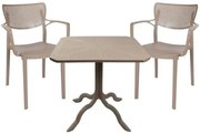 Τραπεζαρία Groovy-Frontline (Σετ 3Τμχ) 253-000097 80x80x74,5cm Cappuccino 2 Θέσεων