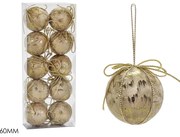 Χριστουγεννιάτικη Μπάλα Χρυσό 60mm Σετ 10Τμχ Σε 2 Σχέδια