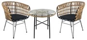 Σετ Τραπεζαρία Κήπου ArteLibre APPIUS Φυσικό/Μαύρο Μέταλλο/Rattan/Γυαλί Με 2 Καρέκλες 14990343