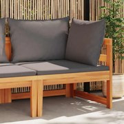 vidaXL Καναπές Γωνιακός από Μασίφ Ξύλο Ακακίας &amp; Σκούρα Γκρι Μαξιλάρια