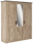 Τρίφυλλη Ντουλάπα Ρούχων VINCENT Oak Endgray Untreatad / Dark Concrete με Καθρέπτη 197x60x228.5