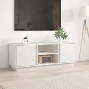Έπιπλο Τηλεόρασης Λευκό 110x35x40,5 εκ. από Μασίφ Ξύλο Πεύκου - Λευκό
