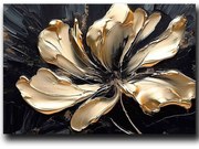 Πίνακας Καμβάς 895FNA1205 100x70cm Black-Gold Wallity Οριζόντιοι Ξύλο, Καμβάς