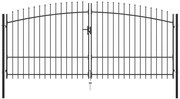 Πόρτα Περίφραξης Διπλή με Λόγχες 400 x 225 εκ. - Μαύρο