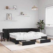 vidaXL Καναπές Κρεβάτι Συρόμενος Μαύρος 90x190 εκ. Βελούδο &amp; Συρτάρια