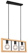 Φωτιστικό Οροφής - Ράγα Agra 313800332 3xE27 10W 60x8,5x150cm Natural-Black Trio Lighting Metal,Wood
