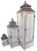 Φανάρι Jannie Inart σετ 3τεμ αλουμίνιο σε antic λευκή απόχρωση 346-000002-346-000002-Λευκό 346-000002