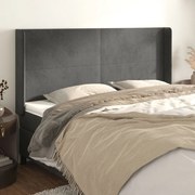Κεφαλάρι με Πτερύγια Σκούρο Γκρι 163x16x118/128 εκ. Βελούδινο 3119355