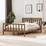 vidaXL Σκελετός κρεβατιού Honey Brown 150x200 cm King Size Μασίφ Ξύλο