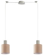 Φωτιστικό Οροφής SE21-NM-4-NM2-SH3 ADEPT TUBE Nickel Matt Pendant Brown Fabric Shade+ - 77-8431 - 51W - 100W - 77-8431