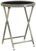 vidaXL Τραπέζι Βοηθητικό Γκρι 60 εκ. Συνθετικό Ρατάν / Ψημένο Γυαλί