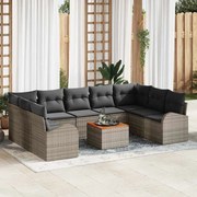 vidaXL Σετ Καναπέ Κήπου 10 Τεμαχίων με Μαξιλάρια Γκρι