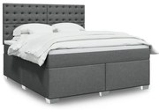 vidaXL Κρεβάτι Boxspring με Στρώμα Σκούρο Γκρι 180x200 εκ Υφασμάτιν