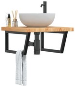 Ράφι Νιπτήρα Τοίχου από Ατσάλι / Μασίφ Ξύλο Δρυός