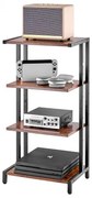 VEVOR 4-Tier AV Media Stand Height-Adjustable Wooden Audio-Video Media Stand