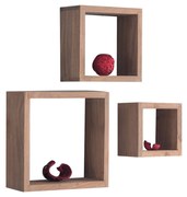 Ράφια Σετ TRIO Ξύλο Φυσικό 25x25x10/20x20x10/15x15x10cm