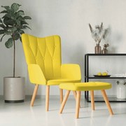 Πολυθρόνα Relax Κίτρινη Μουσταρδί Υφασμάτινη με Σκαμπό 327541