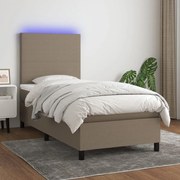 ΚΡΕΒΑΤΙ BOXSPRING ΜΕ ΣΤΡΩΜΑ &amp; LED TAUPE 100X200 ΕΚ. ΥΦΑΣΜΑΤΙΝΟ 3134697