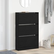 vidaXL ντουλάπα παπουτσιών Μαύρο Δρυς 80x21x125,5 εκ Επεξεργασμένο ξύλο