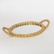 Διακοσμητικός Δίσκος Με Καθρέπτη 752-16067 45,5X48X24cm Gold Estheti Home Πολυρεσίνη