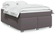 vidaXL Κρεβάτι Boxspring με Στρώμα Γκρι 140x190εκ. από Συνθετικό Δέρμα