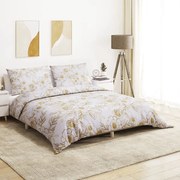 vidaXL Σετ Παπλωματοθήκη Λευκό και Καφέ 135x200 εκ. Βαμβακερό