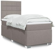 vidaXL Κρεβάτι Boxspring με Στρώμα Taupe 100 x 200 εκ. Υφασμάτινο