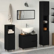 vidaXL Σετ Επίπλων Μπάνιου με πόρτα 3 pcs Μαύρη Οξυά 30 x 30 x 190 εκ