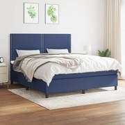 vidaXL Κρεβάτι Boxspring με Στρώμα Μπλε 160x200 εκ. Υφασμάτινο