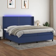 vidaXL Κρεβάτι Boxspring με Στρώμα &amp; LED Μπλε 200x200 εκ. Υφασμάτινο