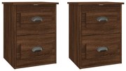 vidaXL Κομοδίνα Επιτοίχια 2 τεμ. Καφέ Δρυς 41,5x36x53 εκ.