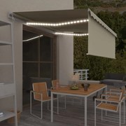 vidaXL Τέντα Αυτόματη με Σκίαστρο/LED/Αισθ. Ανέμου Κρεμ 4,5 x 3 μ.