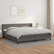 Κρεβάτι Boxspring με Στρώμα Γκρι 200x200 εκ. Συνθετικό Δέρμα 3130743