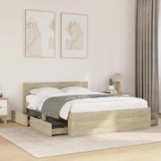 vidaXL Πλαίσιο Κρεβατιού με Κεφαλάρι Sonoma Δρυς 135x190εκ. Επεξ. Ξύλο